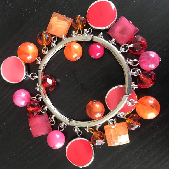 Fun Colorful Bangles in Peach/Coral and Turquoise - Picture 3 of 5